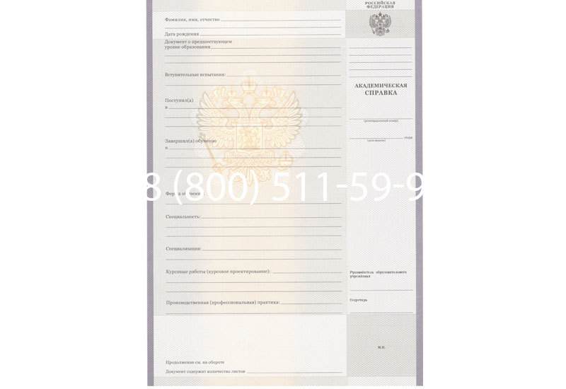 Купить Академическая справка образца 2010-2011 год для колледжа в Волгодонске